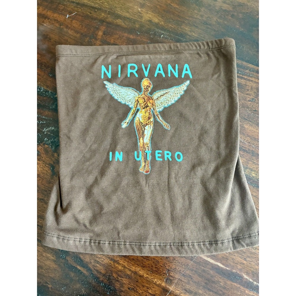 Nirvana In UTERO~Strapless Fitted Tube Top ~ NWOT ~ Brown Sz L